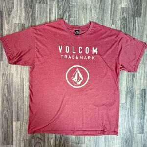 Volcom Trademark Logo Graphic T-Shirt Red Heathered XL Skate Surf Casual Tee
